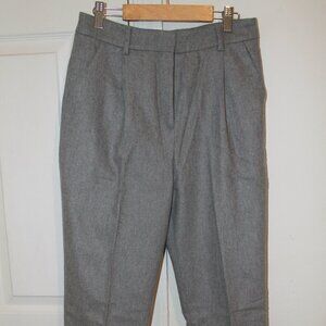 Alexander McQueen Women's Pleat Cropped Trouser Pants Wool Blend Gray IT 38